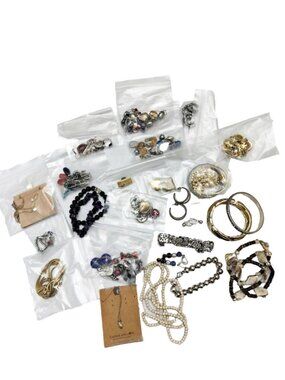 Wearable JEWELRY Lot Mixed Bag Bundle Necklaces Earrings Bracelets Silver Gold